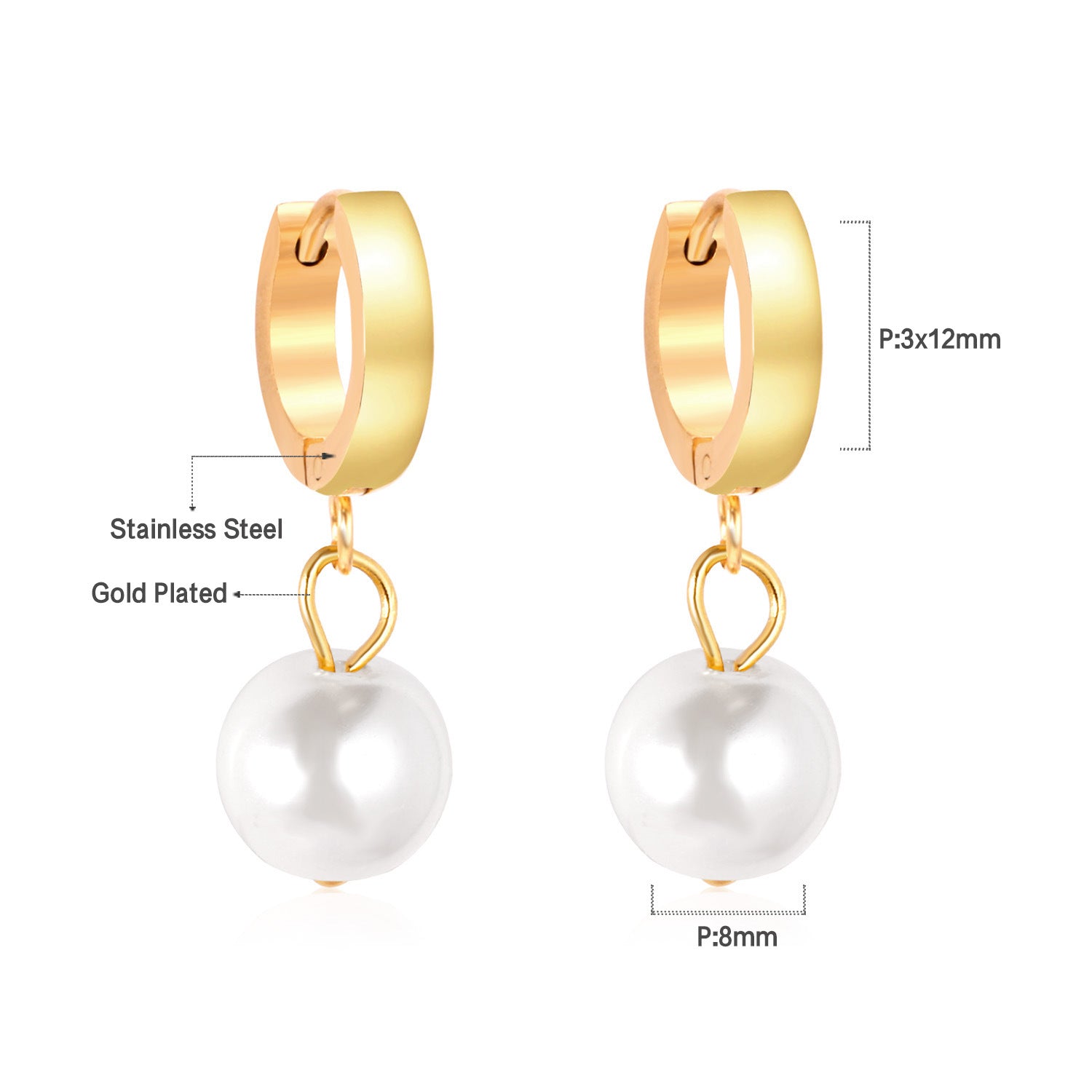 Pendientes De Perlas De Acero Inoxidable al por mayor